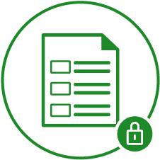 Payment history icon with lock symbol