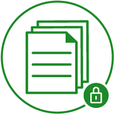 Billing history icon with lock symbol