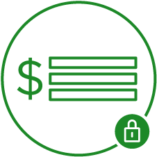 Maximums and deductibles icon with lock symbol
