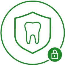 Patient benefits icon with a lock symbol