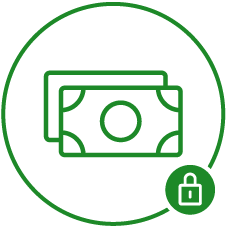 Payment information icon with a lock symbol